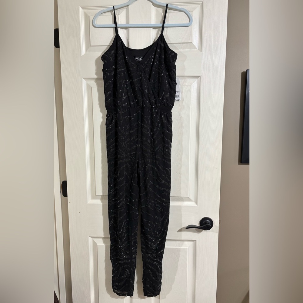 Hailey by Adrianna Papell Chic Black jumpsuit with Sparkling Details